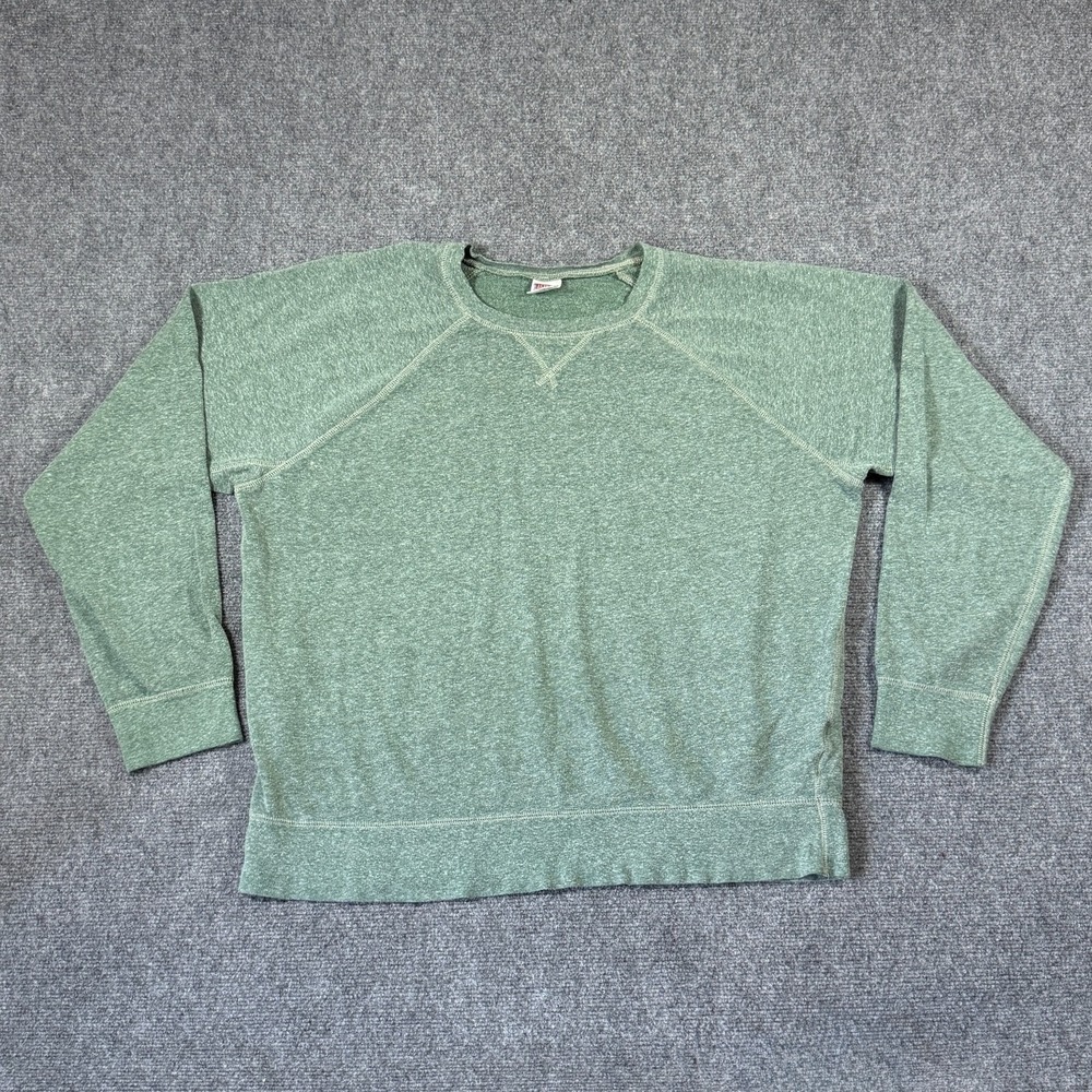 Y2K J.Crew Sportswear Crewneck Sweatshirt Faded Green Grunge Rugged Size XL